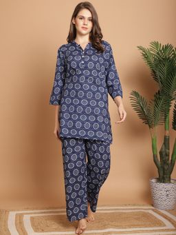 Indreams - Ethnic Motifs Printed Pure Cotton Night suit (Set of 2)