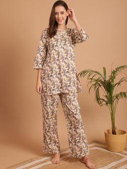 Indreams - Floral Printed Pure Cotton Night Suit (Set of 2)