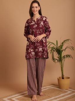 Indreams - Floral Printed Pure Cotton Night suit (Set of 2)