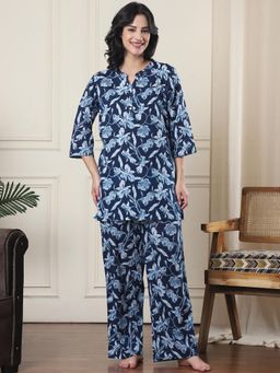 Indreams - Women Floral Printed Pure Cotton Night suit (Set of 2)