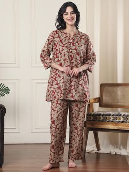Indreams - Women Printed Pure Cotton Night suit (Set of 2)