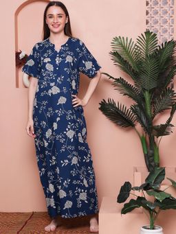 Indreams - Printed Pure Cotton Maxi Nightdress