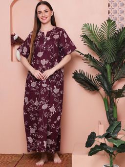Indreams - Printed Pure Cotton Maxi Nightdress