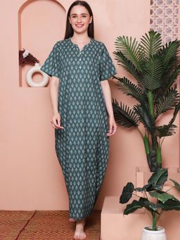 Indreams - Printed Pure Cotton Maxi Nightdress