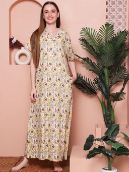 Indreams - Printed Pure Cotton Maxi Nightdress