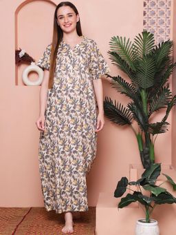 Indreams - Printed Pure Cotton Maxi Nightdress