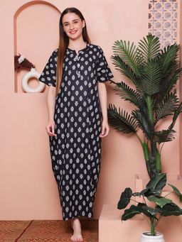 Indreams - Printed Pure Cotton Maxi Nightdress