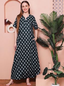Indreams - Printed Pure Cotton Maxi Nightdress