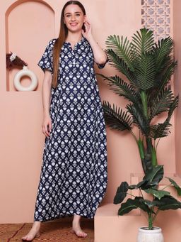 Indreams - Printed Pure Cotton Maxi Nightdress