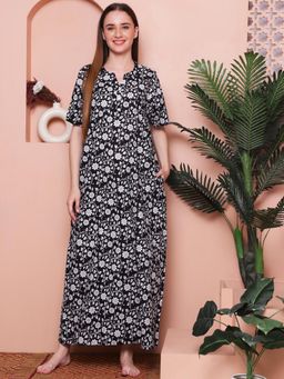 Indreams - Printed Pure Cotton Maxi Nightdress