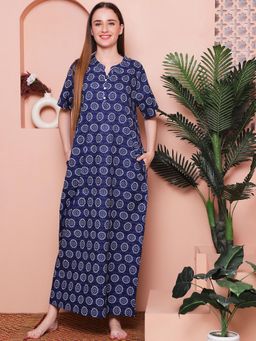 Indreams - Printed Pure Cotton Maxi Nightdress