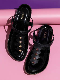 Inc.5 - Women Black Casual Flat Sandals