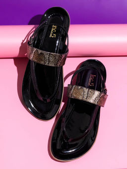 Inc.5 - Women Black Casual Flat Sandals