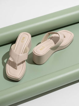 Inc.5 - Women Cream Casual Wedges