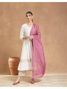 Fabindia - Cotton Silk Blend Purple Dupatta