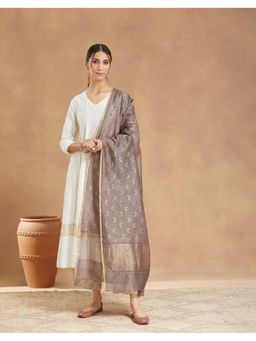 Fabindia - Grey Cotton Silk Blend Dupatta