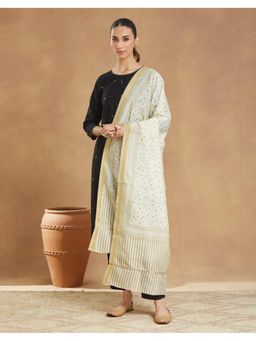 Fabindia - Natural Cotton Silk Blend Hand Block Printed Dupatta
