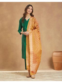 Fabindia - Yellow Viscose Blend Banarsi Dupatta