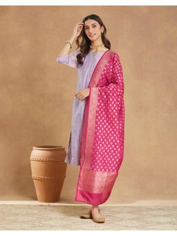 Fabindia - Pink Viscose Blend Banarsi Dupatta