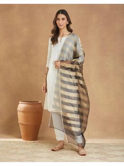 Fabindia - Black Silk Blend Woven Dupatta