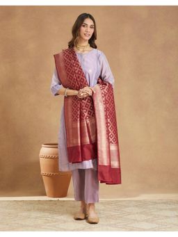 Fabindia - Maroon Silk Blend Banarsi Dupatta