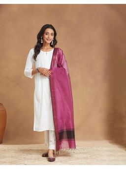 Fabindia - Purple Cotton Silk Blend Dupatta