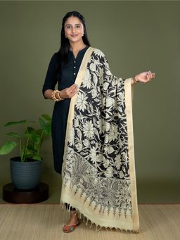 Ushvii - Kalpa Kalamkari Black Dupatta