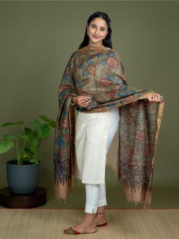 Ushvii - Alekha Green Kalamkari Dupatta