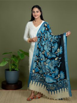 Ushvii - Roopika Blue Kalamkari Dupatta