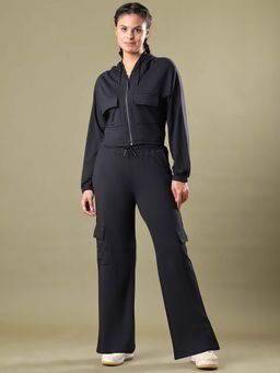 Aesthetic Bodies - Black Solid Sweatshirt and Trouser (Set of 2)