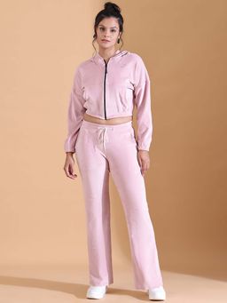 Aesthetic Bodies - Pink Solid Sweatshirt and Trouser (Set of 2)