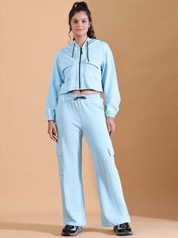 Aesthetic Bodies - Blue Solid Sweatshirt and Trouser (Set of 2)