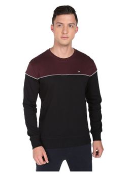 Arrow - Sports Men Black Crew Neck Colour Block Sweatshirt