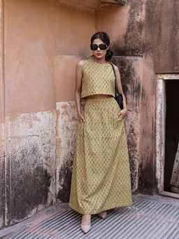 Gulabo Jaipur - Mia Yellow Cotton Top with Skirt