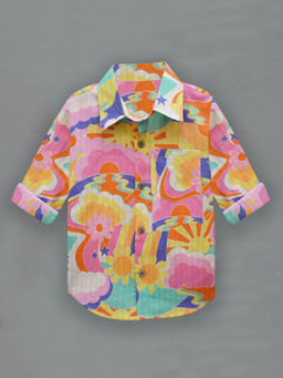 A.T.U.N. - Yellow Floral Printed Casual Shirt