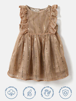 Nautinati - Multicolour Embellished Sequined Ruffled A-Line Midi Dress