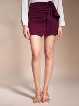 ZASTRAA - Burgundy Scuba Skorts with Bow
