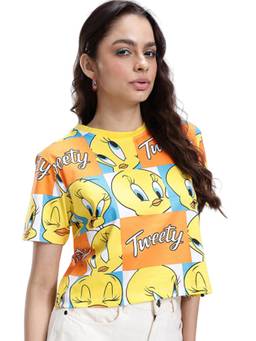 MIXT by Nykaa Fashion - Women'S Looney Tunes Printed Boxy Fit Hs Top