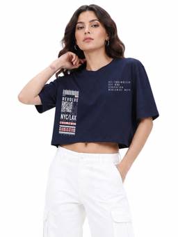 MIXT by Nykaa Fashion - Women Printed Boxy Fit Half Sleeve Top