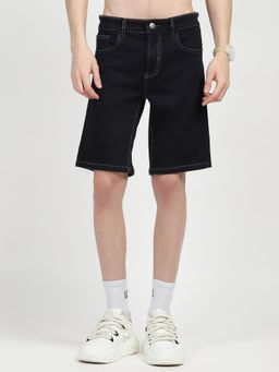 Global Republic - Men Black Cotton Blend Regular Fit Shorts (Gt2509)