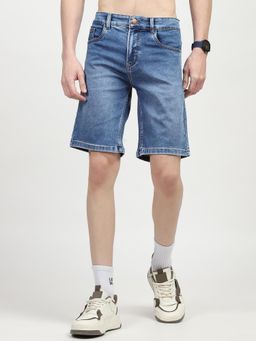Global Republic - Men Blue Cotton Blend Regular Fit Denim Shorts (Gt2509)