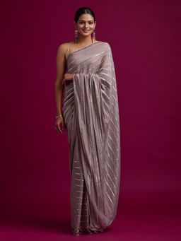 Koskii - Mauve Swarovski Georgette Designer Saree with Unstitched Blouse