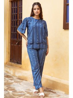 Autumnlane - Osho Blue Lapis Cotton Printed Co-Ord (Set of 2)