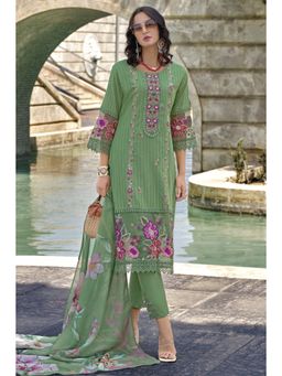 Autumnlane - Jashan Green Heavy Embroidered Pakistani Kurta with Pant and Dupatta (Set of 3)