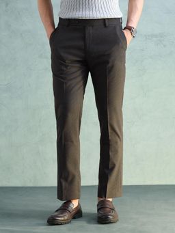 Arrow - Brown Self Design Polyester Slim Trouser