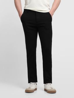 Arrow Sports - Black Solid Rayon Super Slim Trouser
