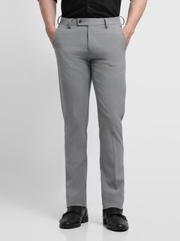 Arrow - Grey Self Design Polyester Regular Trouser