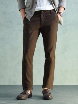 Arrow Sports - Brown Solid Cotton Slim Trouser