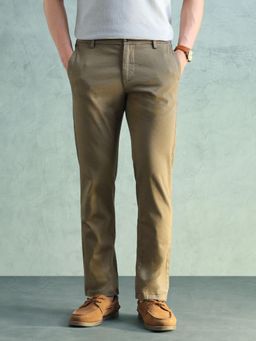 Arrow Sports - Brown Solid Cotton Slim Trouser