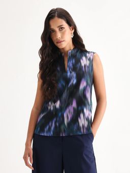 RAREISM - Women Polyester Printed Regular Top Navy Blue